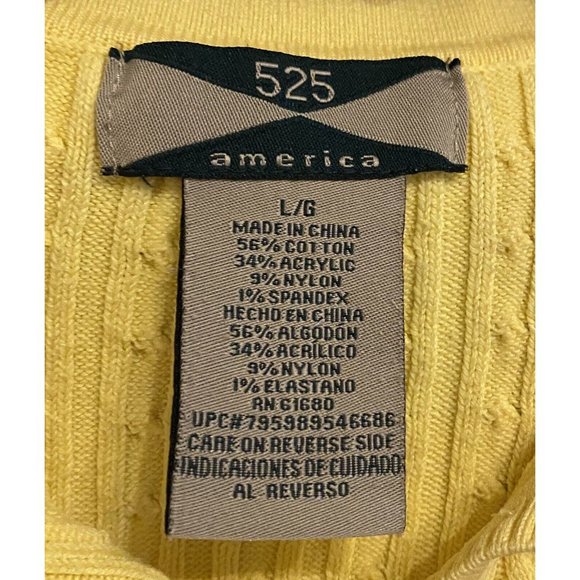 525 America Yellow Short Sleeved Sweater Buttons and Collar - Picture 3 of 4
